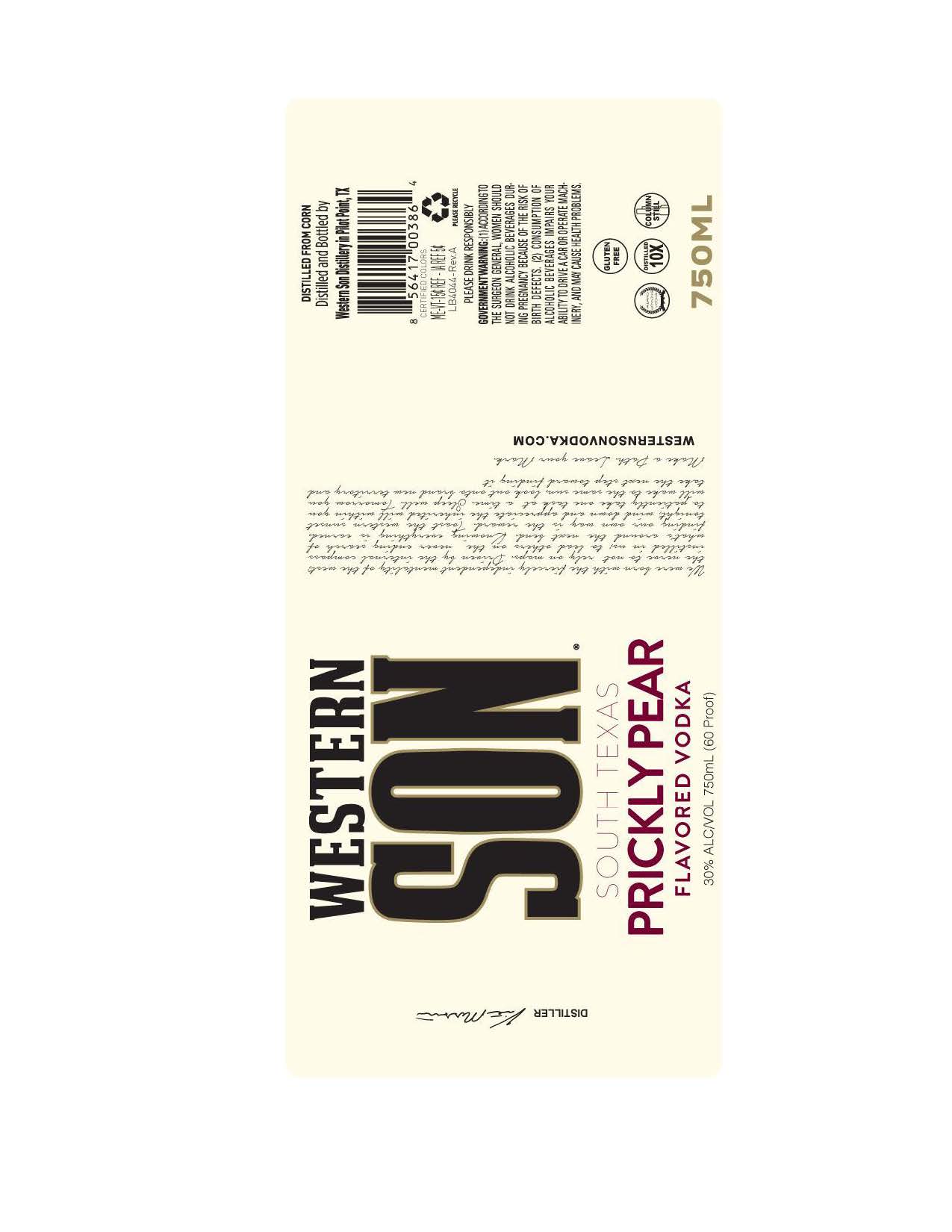 TABC label artwork for Western Son South Texas Prickly Pear 750ml