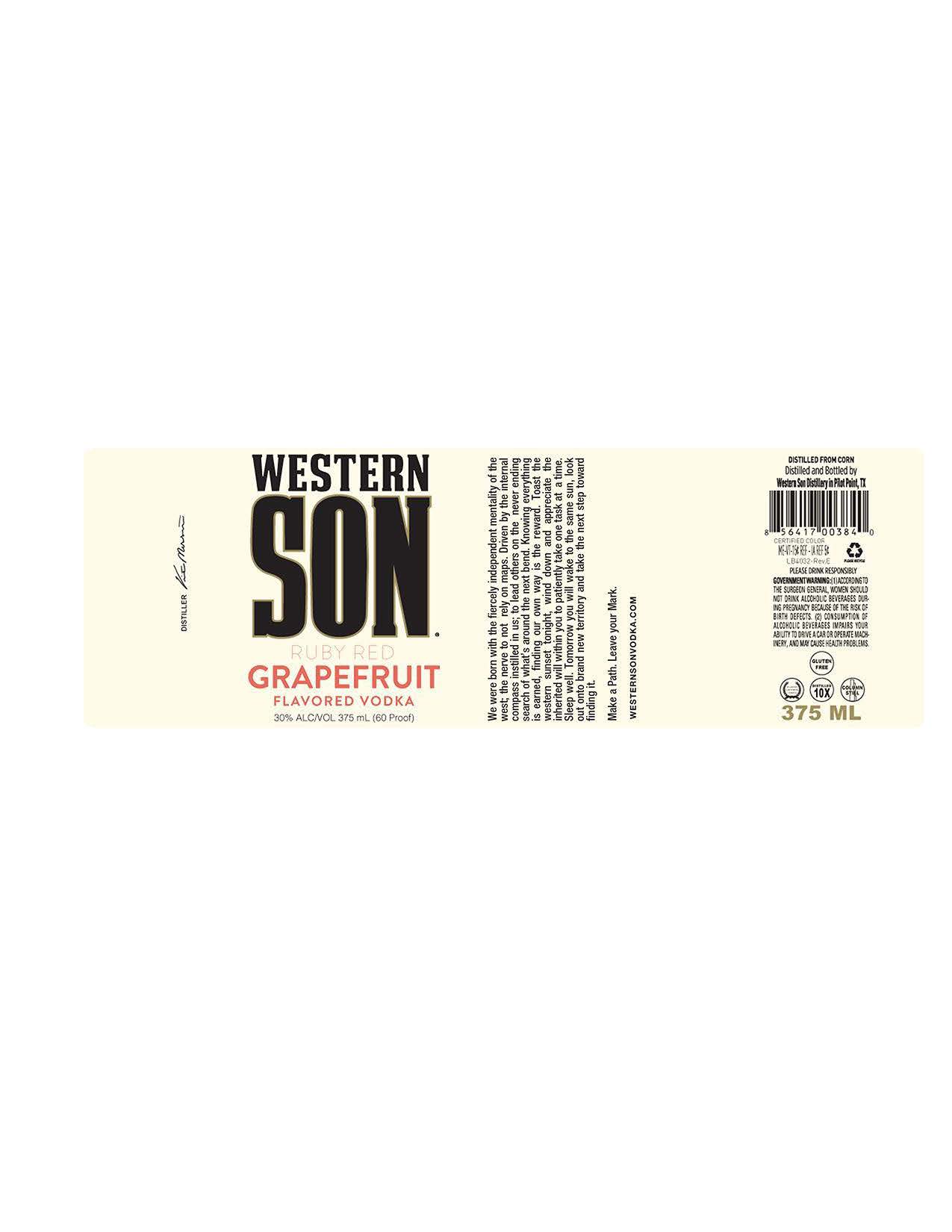 TABC label artwork for Western Son Ruby Red Grapefruit 375ml