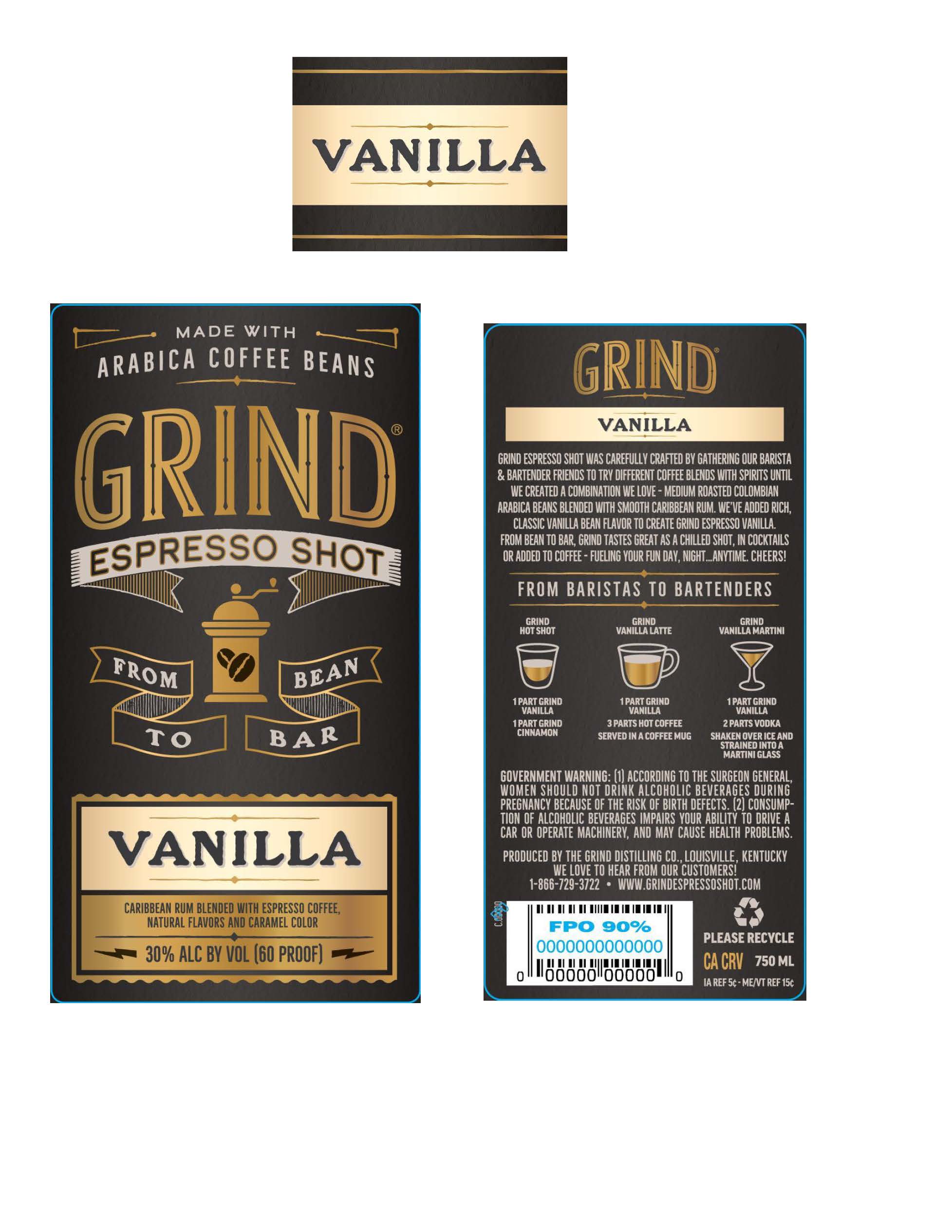 TABC label artwork for GRIND Espresso Shot Vanilla 750ml