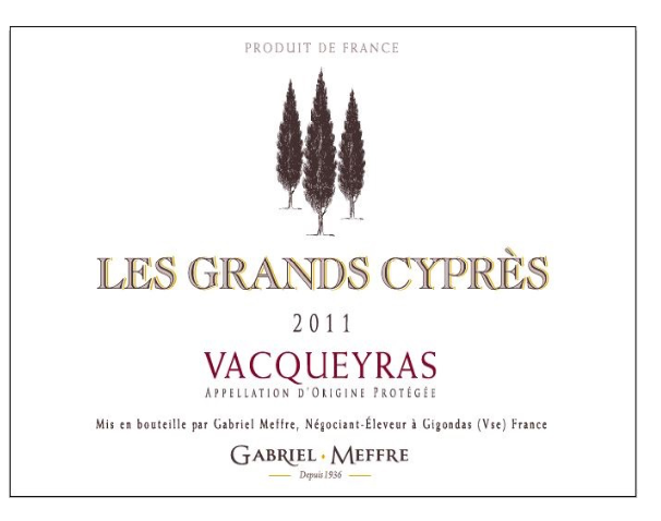 TABC label artwork for Les Grands Cypres Vacqueyras