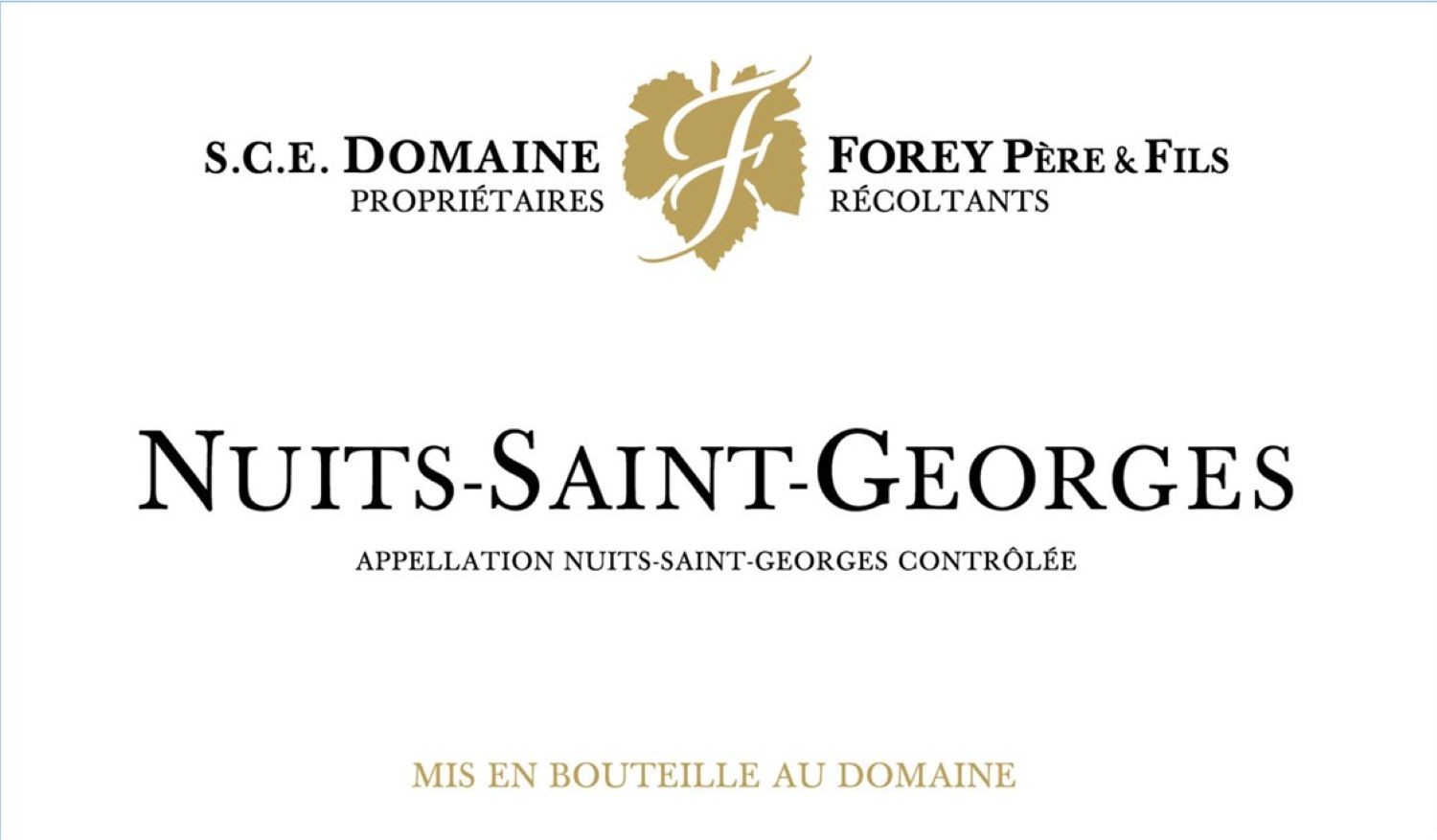 TABC label artwork for Domaine Forey Pere & Fils Nuits-Saint-Georges