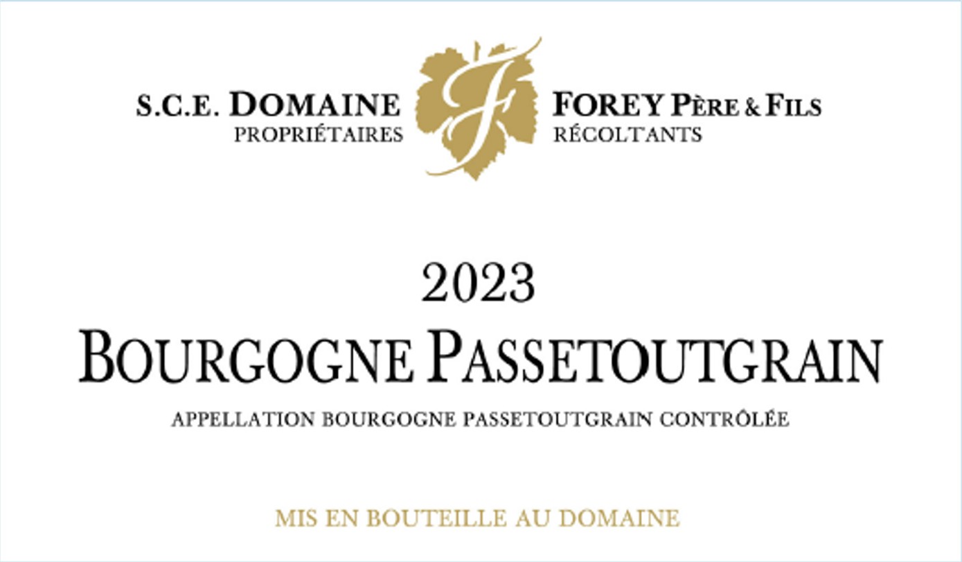 TABC label artwork for Domaine Forey Pere & Fils Bourgogne-Passetoutgrain