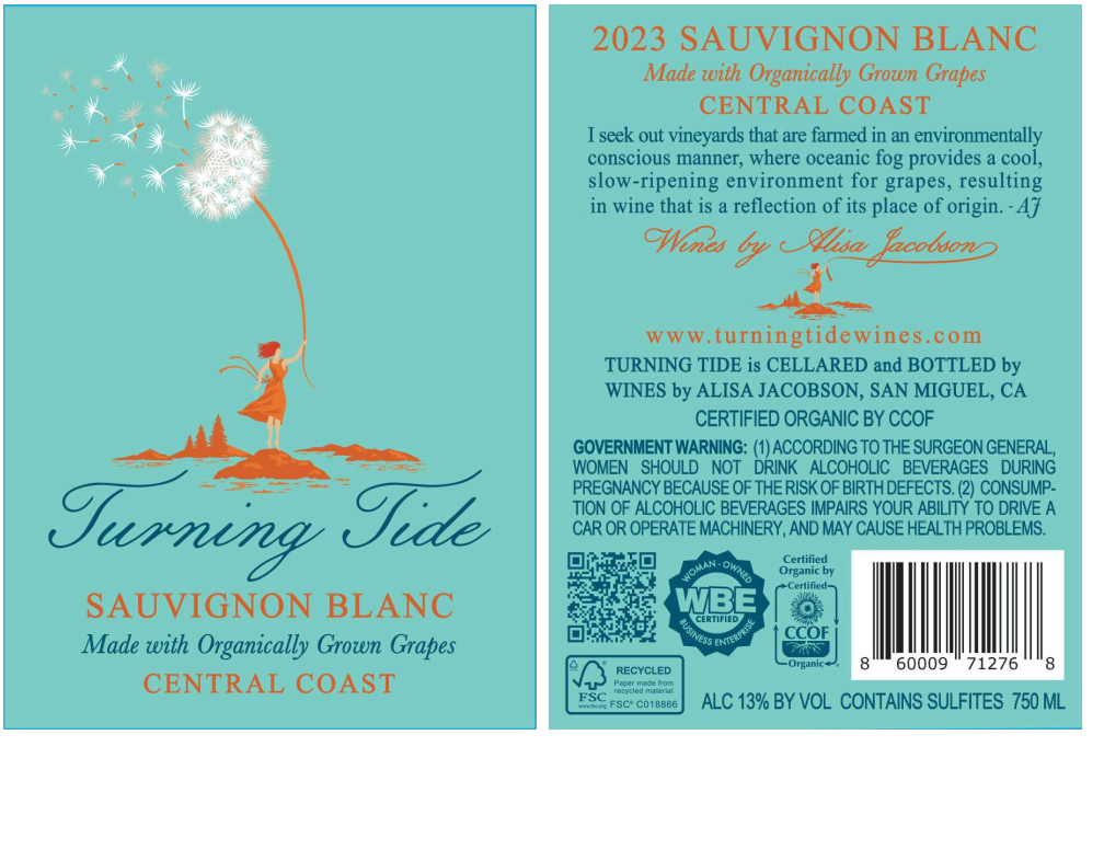 TABC label artwork for Turning Tide Sauvignon Blanc Central Coast