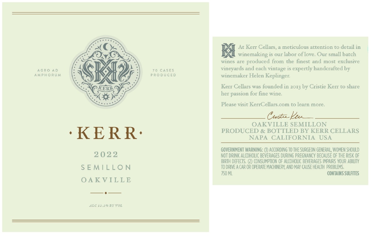 TABC label artwork for KERR OAKVILLE SEMILLON