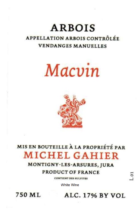 TABC label artwork for Michel Gahier Macvin du Jura