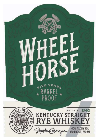 TABC label artwork for Wheel Horse Barrel Master Rye