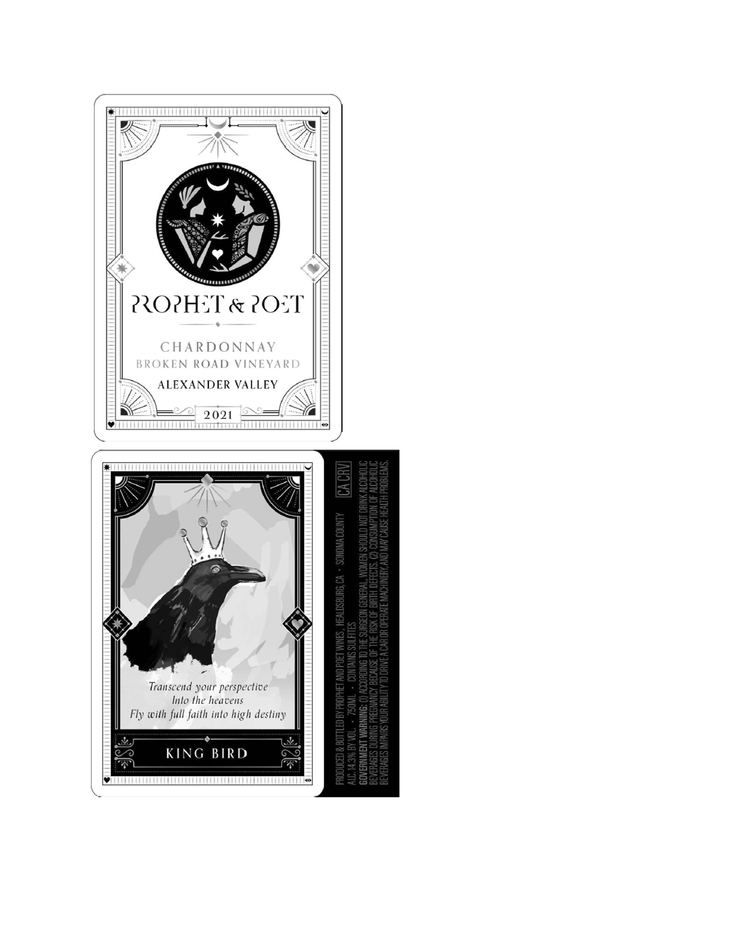 TABC label artwork for Prophet & Poet King Bird Chardonnay