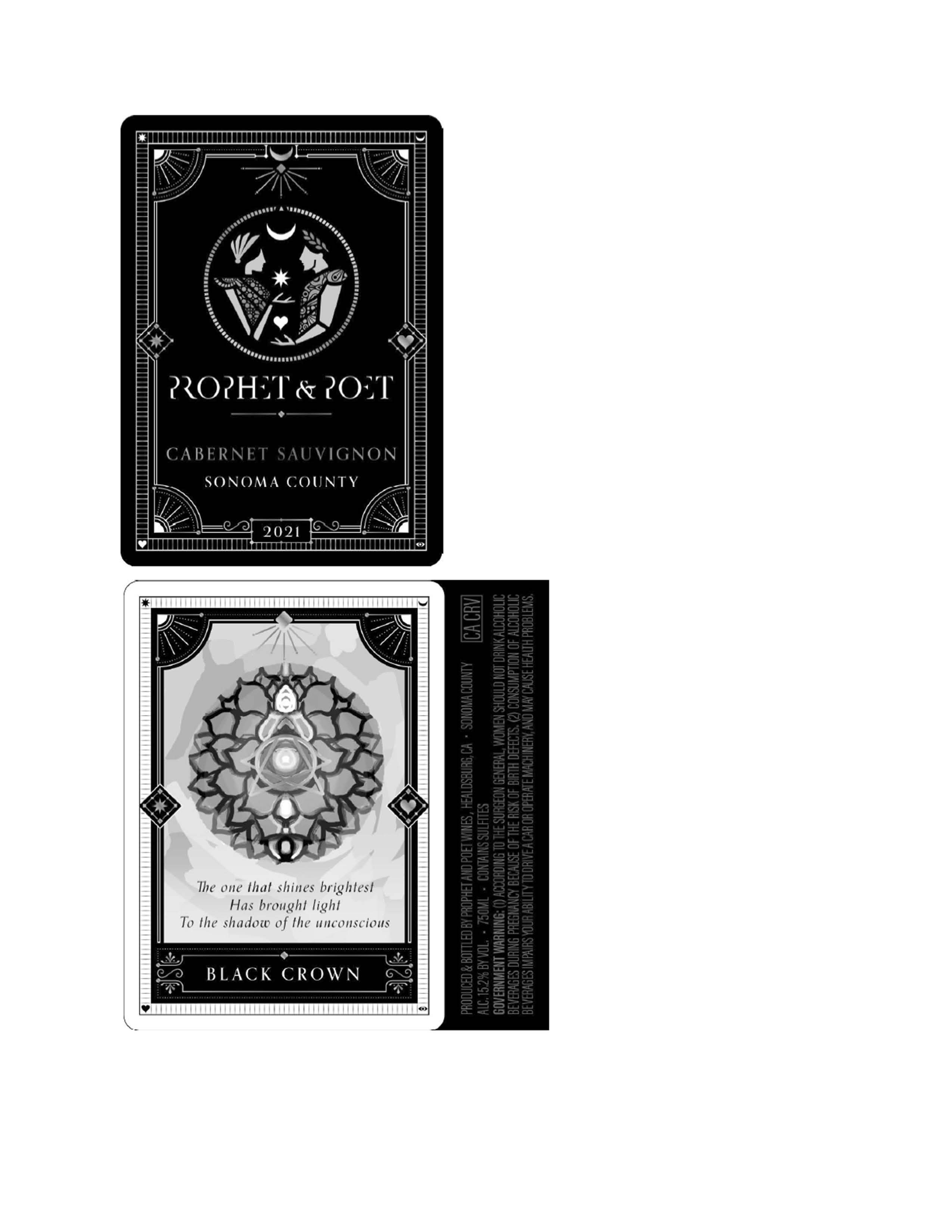 TABC label artwork for Prophet & Poet Black Crown Cabernet Sauvignon