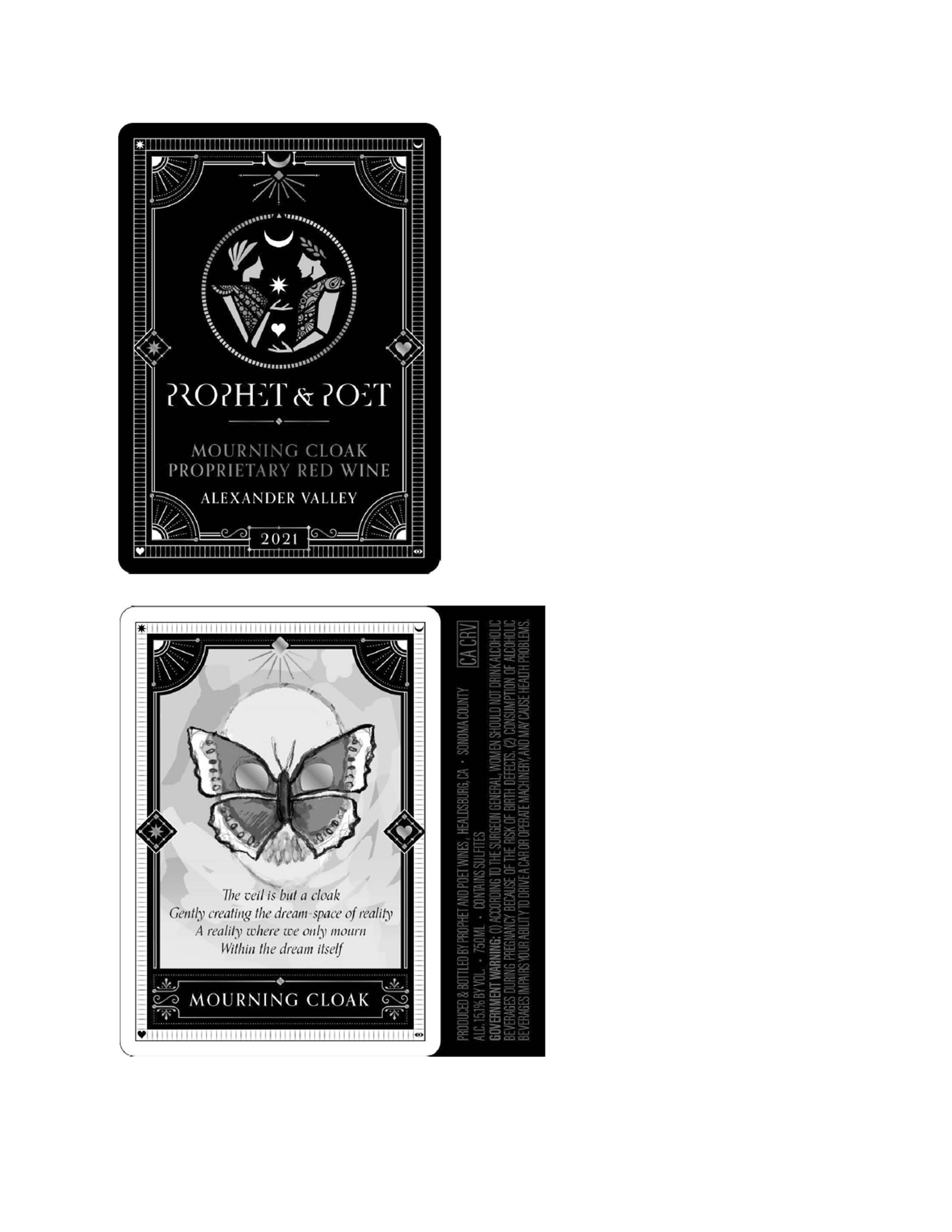 TABC label artwork for Prophet & Poet Mourning Cloack Proprietary Red Wine