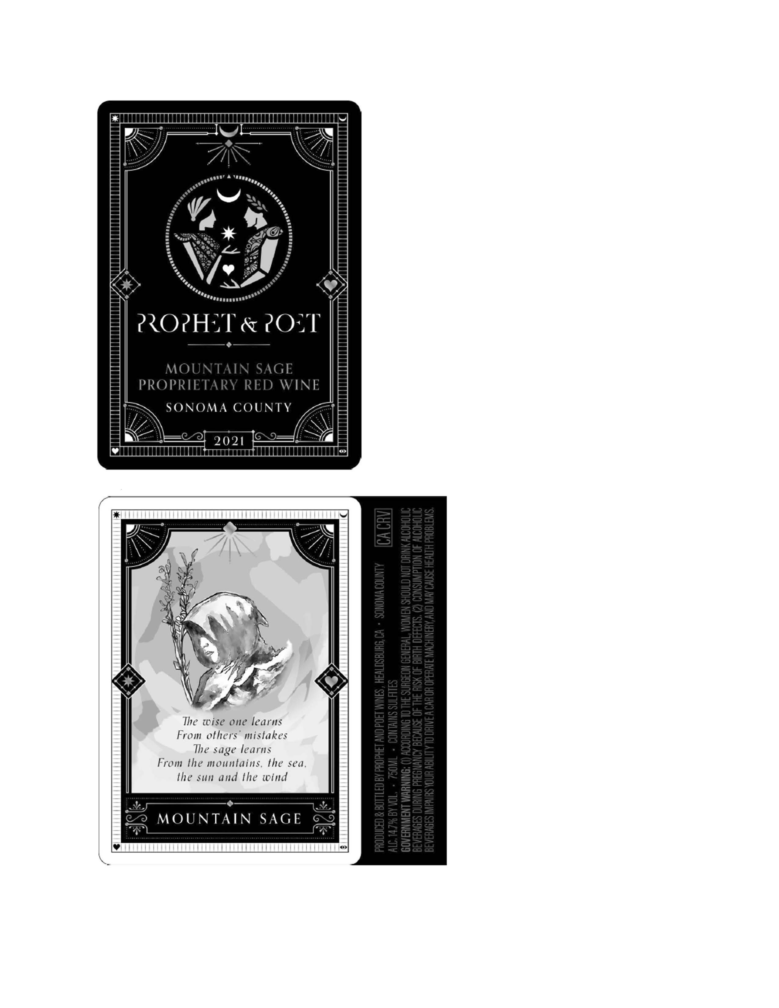 TABC label artwork for Prophet & Poet Mountain Sage Proprietary Red Wine