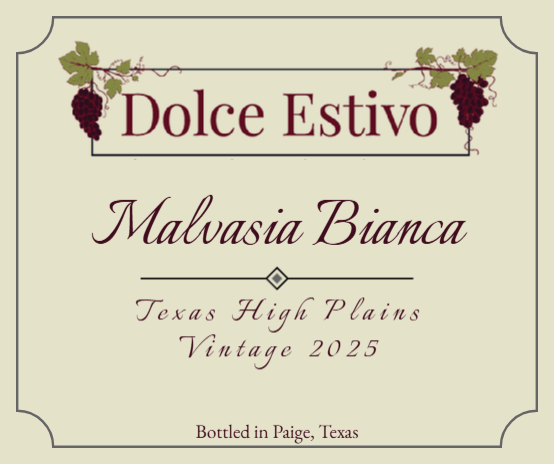 TABC label artwork for DOLCE ESTIVO WINERY MALVASIA BIANCA