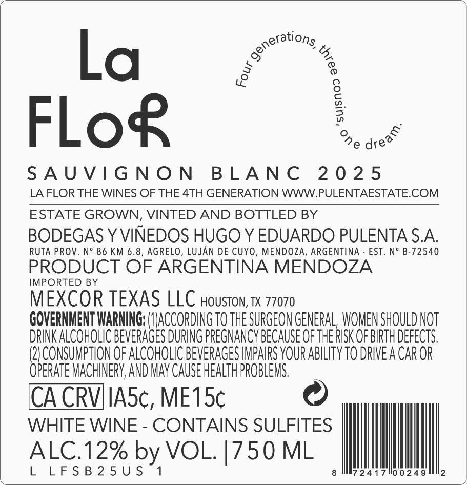 TABC label artwork for La Flor Sauvignon Blanc