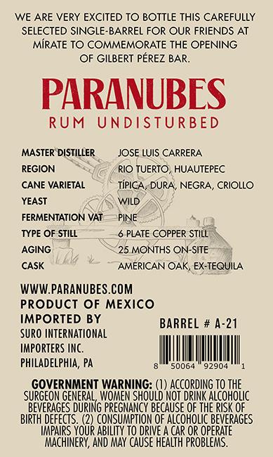 TABC label artwork for Paranubes Barrel Select Rum