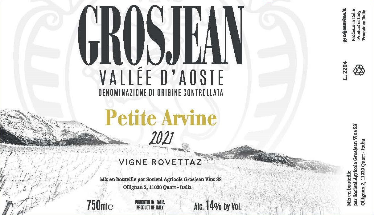 TABC label artwork for Petite Arvine Vigne Rovettaz Vallee d'Aoste