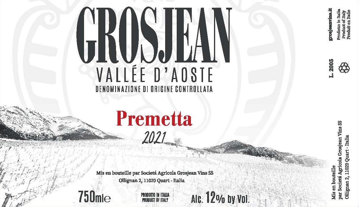 TABC label artwork for Grosjean Premetta Vallee d'Aoste