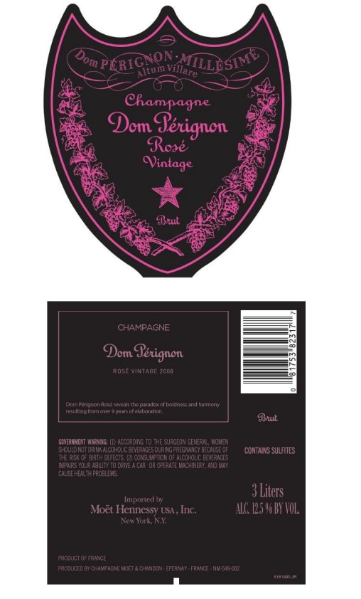 TABC label artwork for Dom Perignon Vintage 2008 Rose Champagne 3L