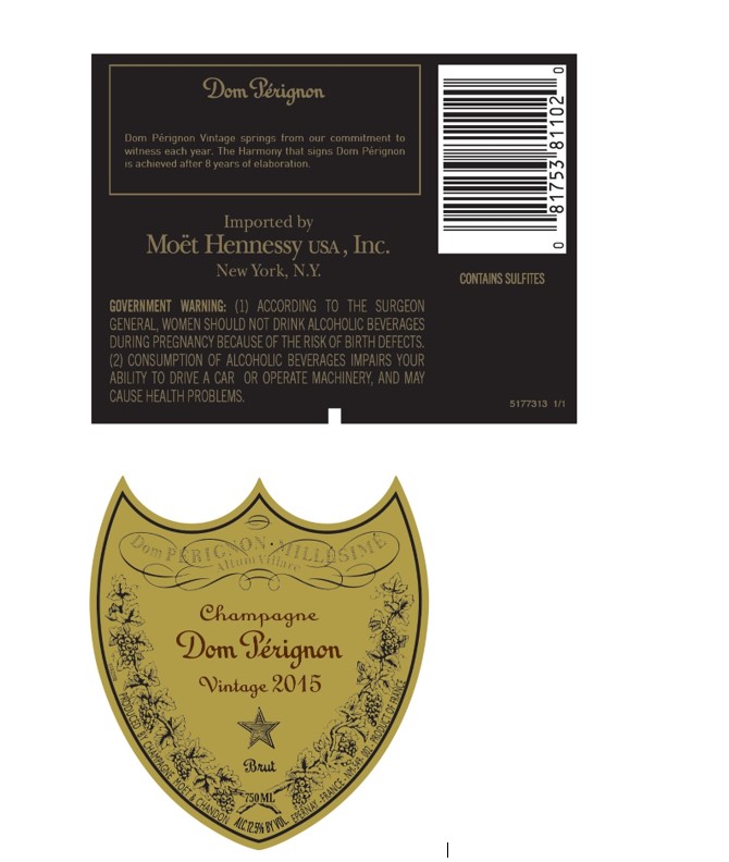 TABC label artwork for Dom Perignon Vintage 2015 Champagne 750ML