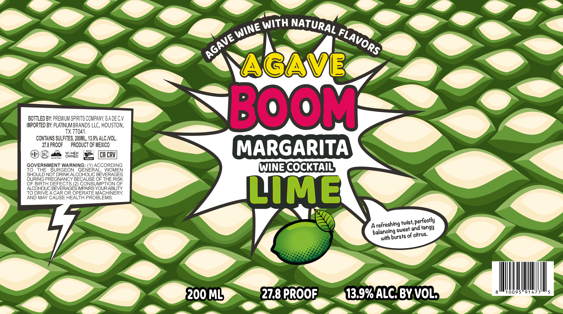 TABC label artwork for Agave Boom Margarita Lime