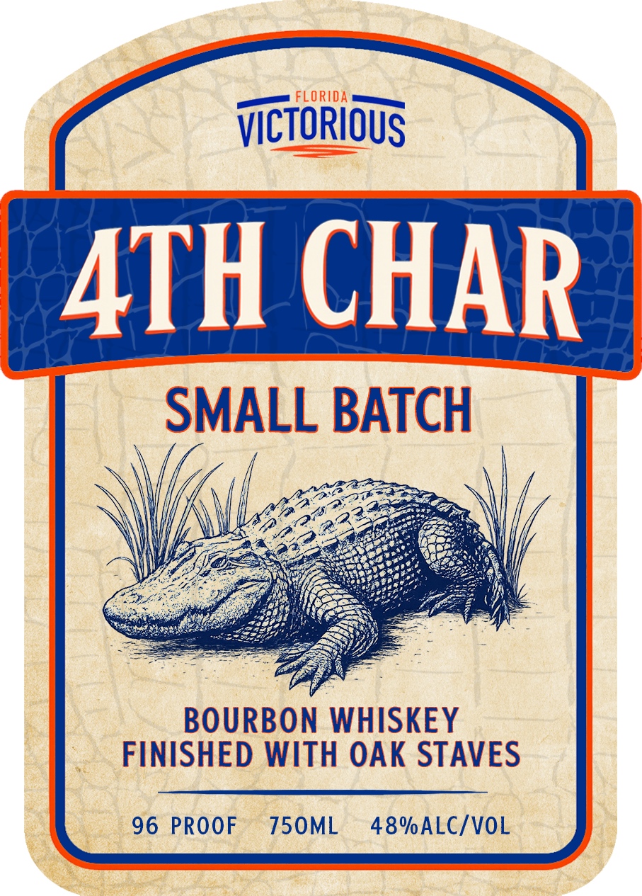 TABC label artwork for Florida Victorious 4th Char Small Batch Bourbon Whiskey