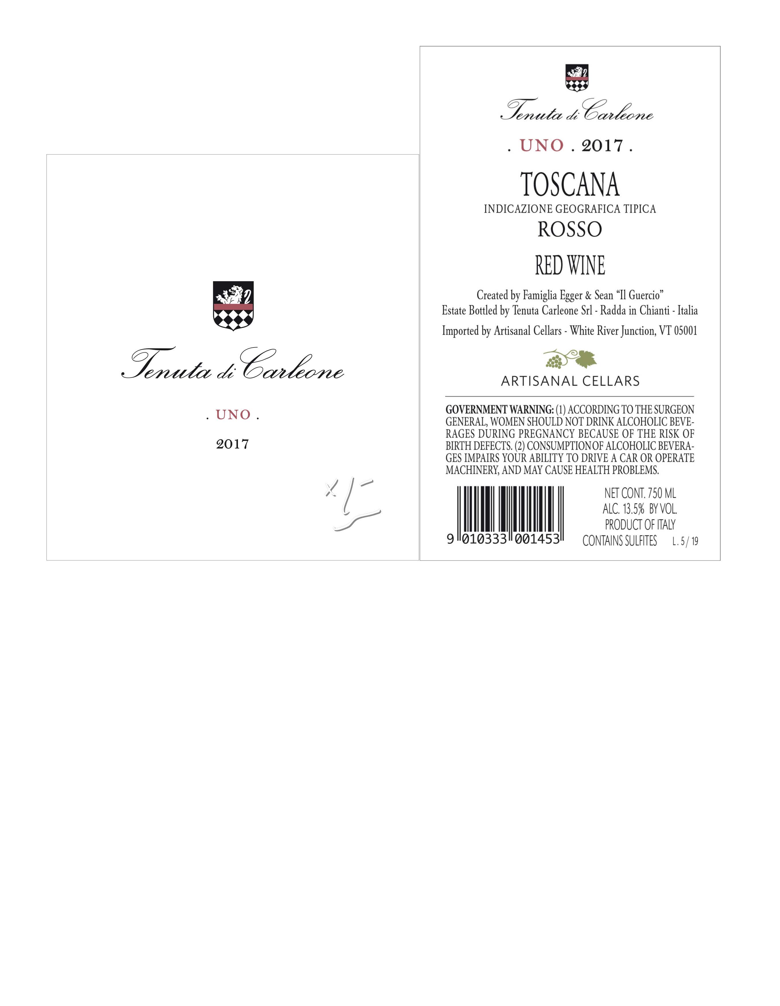 TABC label artwork for TENUTA DI CARLEONE UNO