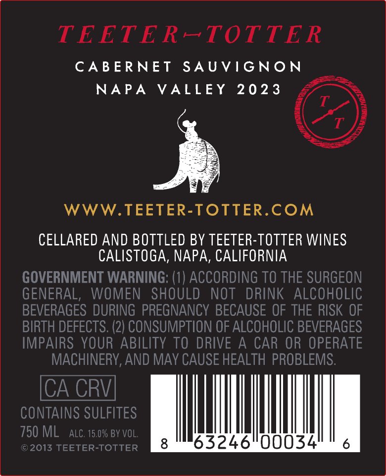 TABC label artwork for Teeter-Totter Guild Edition Cabernet Sauvignon Napa Valley
