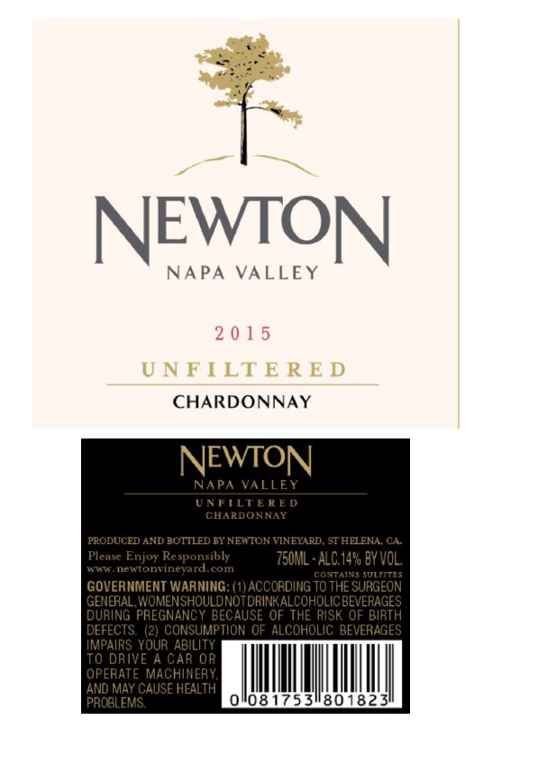 TABC label artwork for Newton Unfiltered Chardonnay