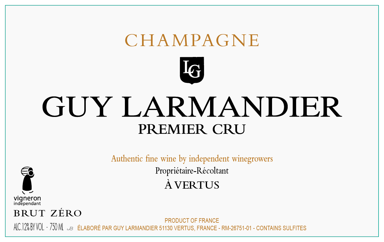TABC label artwork for Champagne Guy Larmandier Vertus 1er Cru Brut Zero