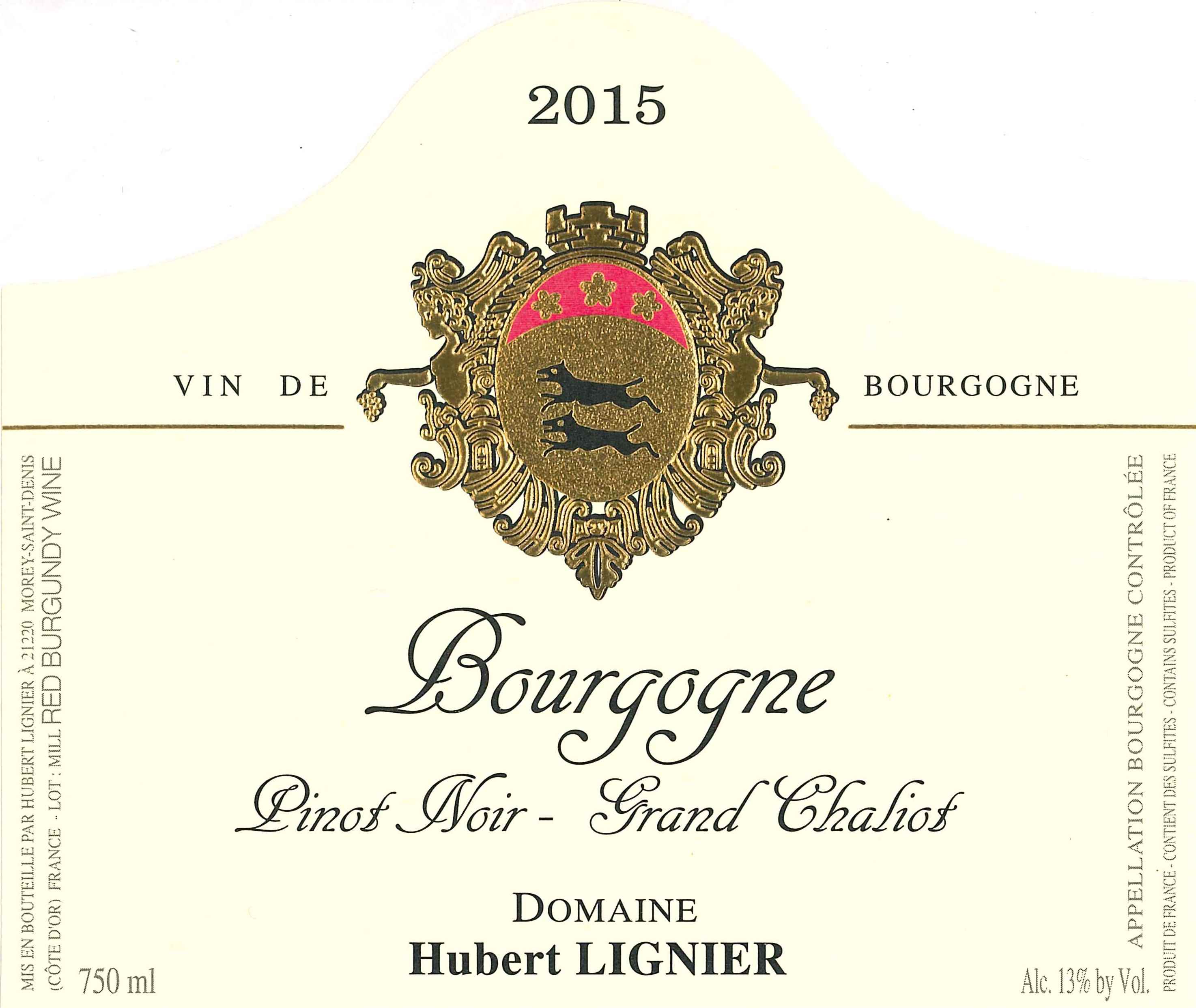 TABC label artwork for Hubert Lignier Grand Chaliot Pinot Noir Bourgogne