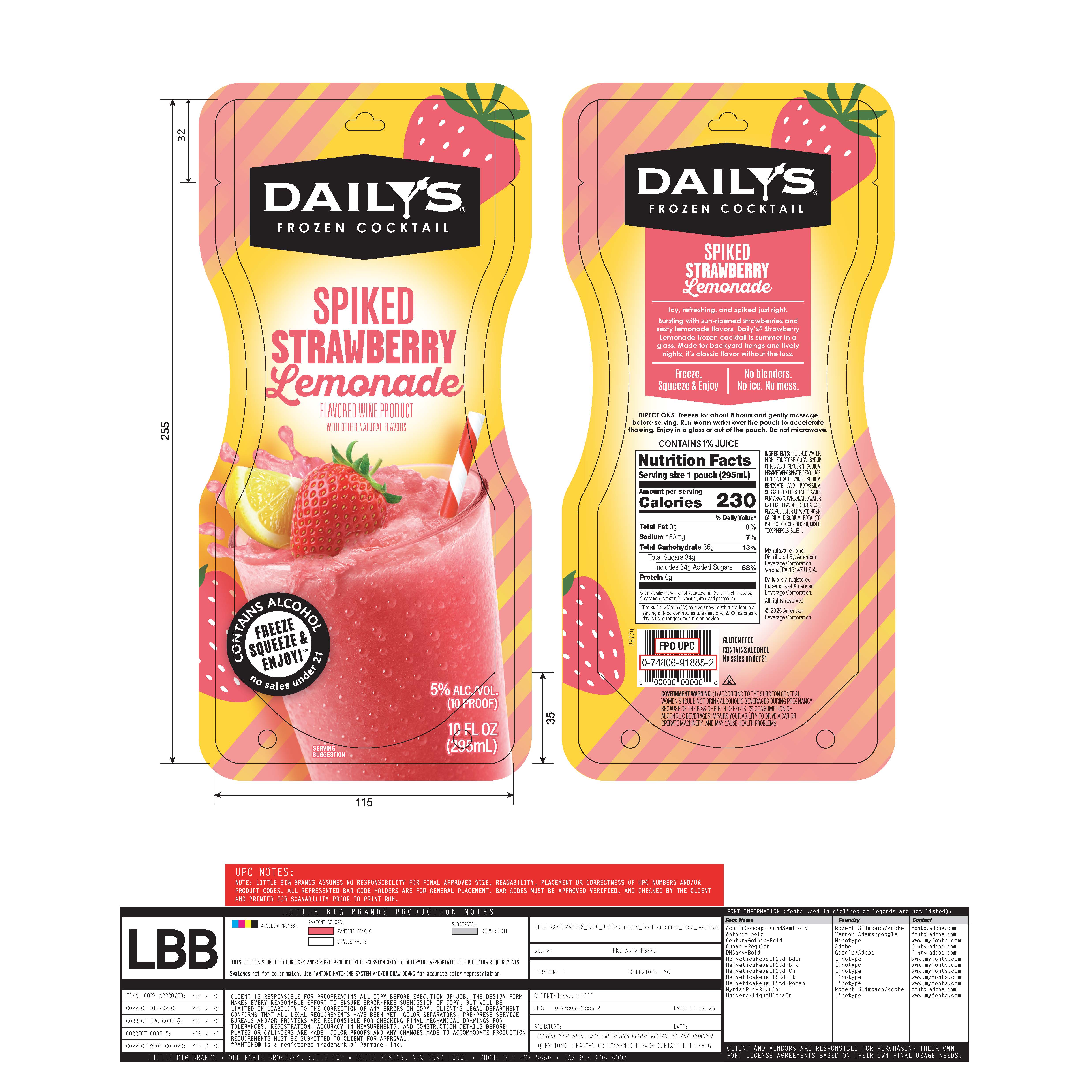 TABC label artwork for Daily's Spiked Strawberry Lemonade