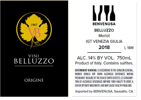 TABC label artwork for Belluzzo Origine Merlot Venezia Giulia