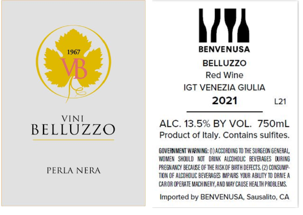 TABC label artwork for Belluzzo Perla Nera Venezia Giulia