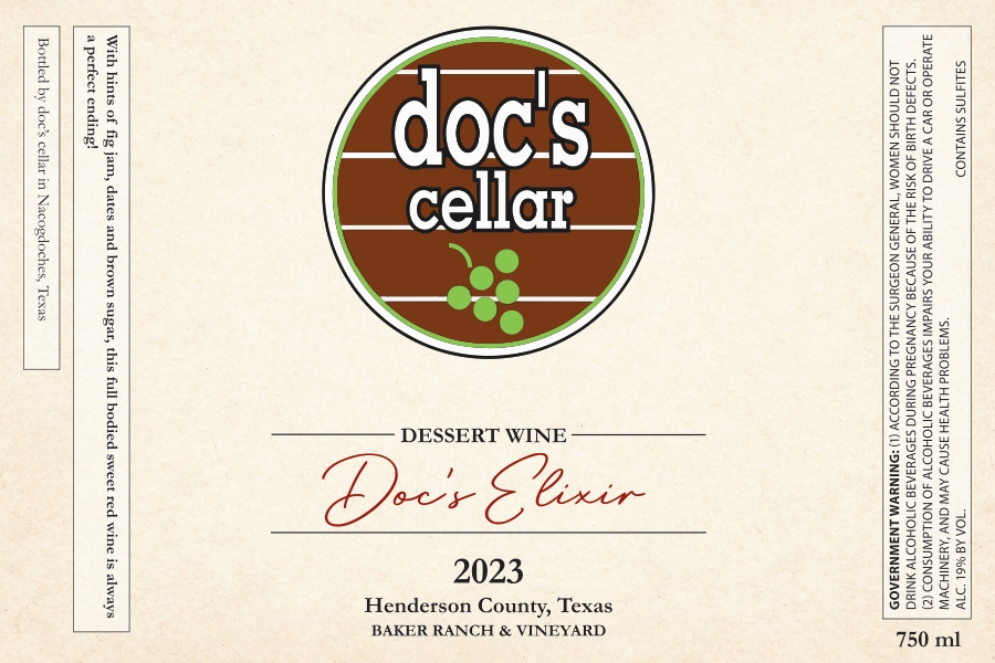 TABC label artwork for DOC'S CELLAR DOC'S ELIXIR