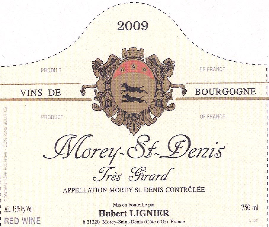 TABC label artwork for Hubert Lignier Morey-Saint-Denis Tres Girard