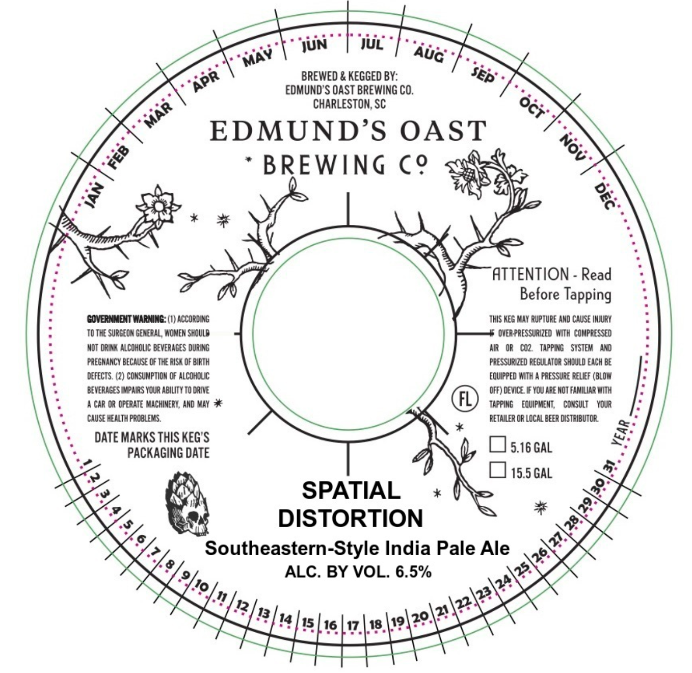 TABC label artwork for Edmund's Oast Brewing Co. Spatial Distortion