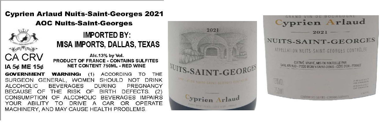 TABC label artwork for CYPRIEN ARLAUD NUITS-SAINT-GEORGES