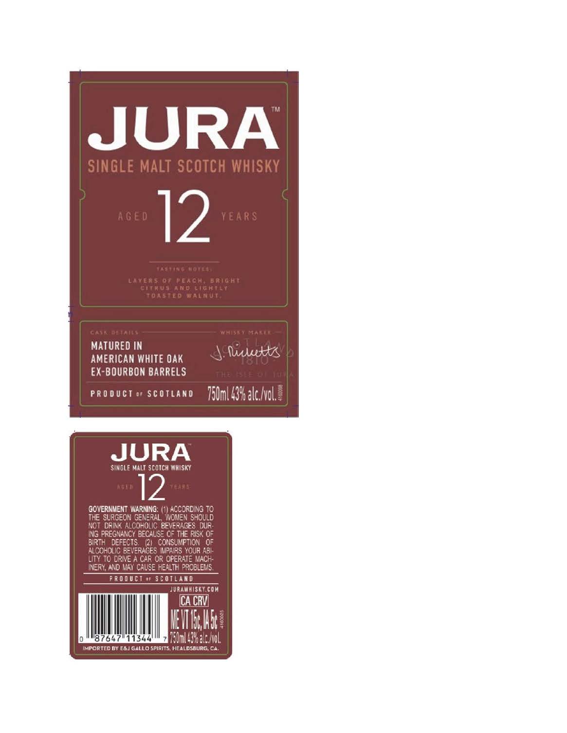 TABC label artwork for Jura Aged 12 Years