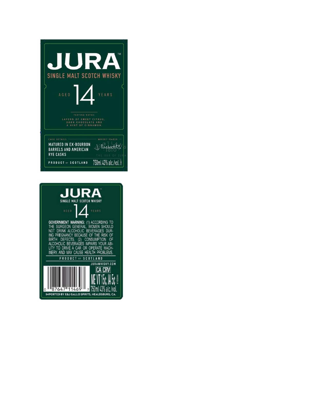 TABC label artwork for Jura Aged 14 Years