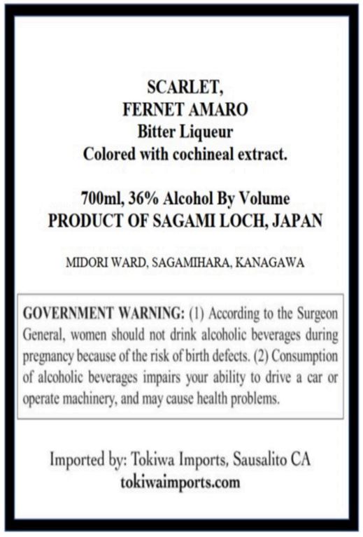 TABC label artwork for SCARLET FERNET AMARO