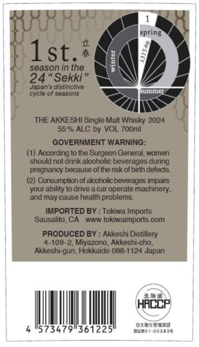 TABC label artwork for THE AKKESHI RISSHUN SINGLE MALT