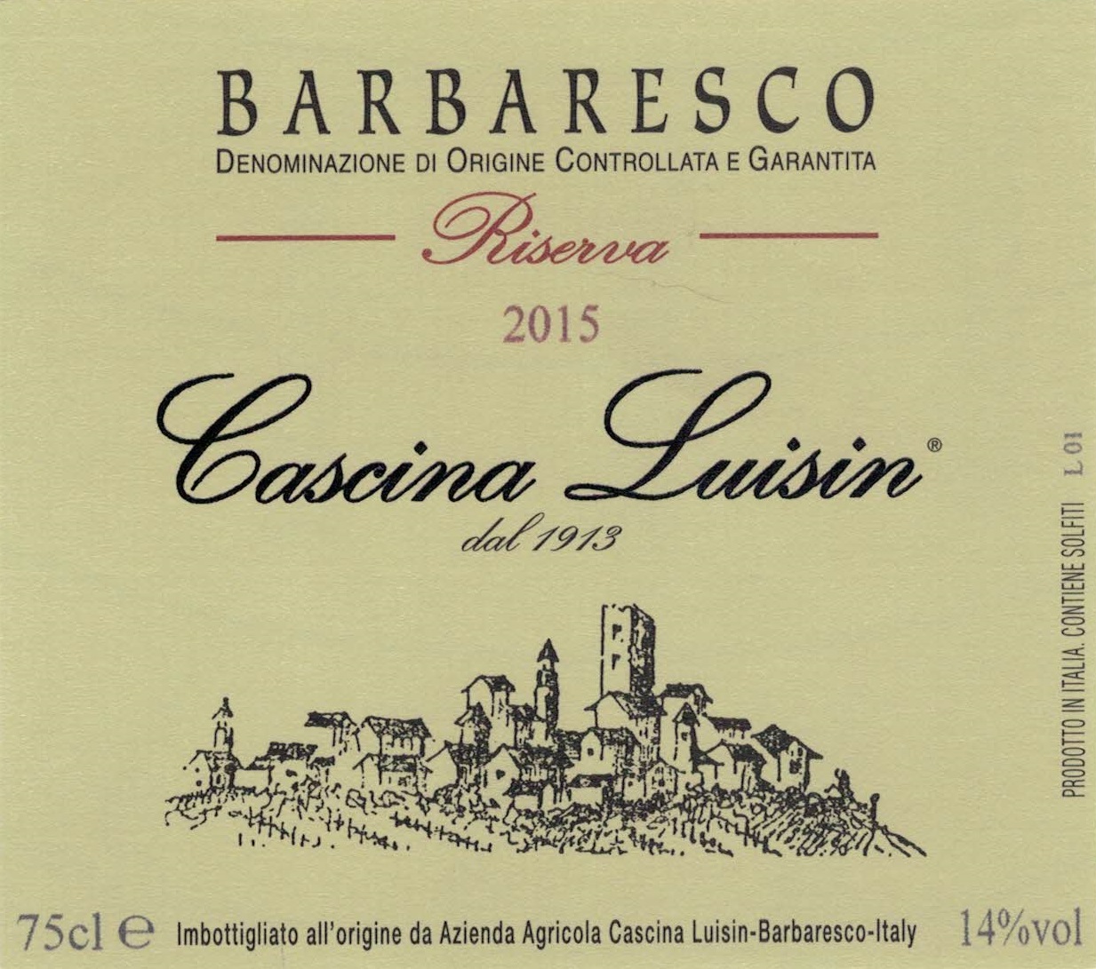 TABC label artwork for Cascina Luisin Barbaresco Riserva