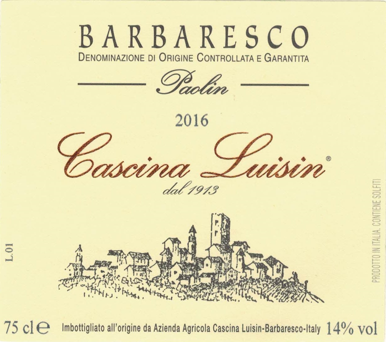 TABC label artwork for Cascina Luisin Barbaresco Paolin