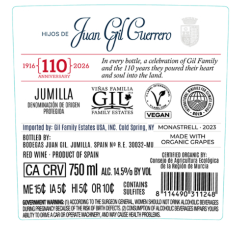 TABC label artwork for JUAN GIL
