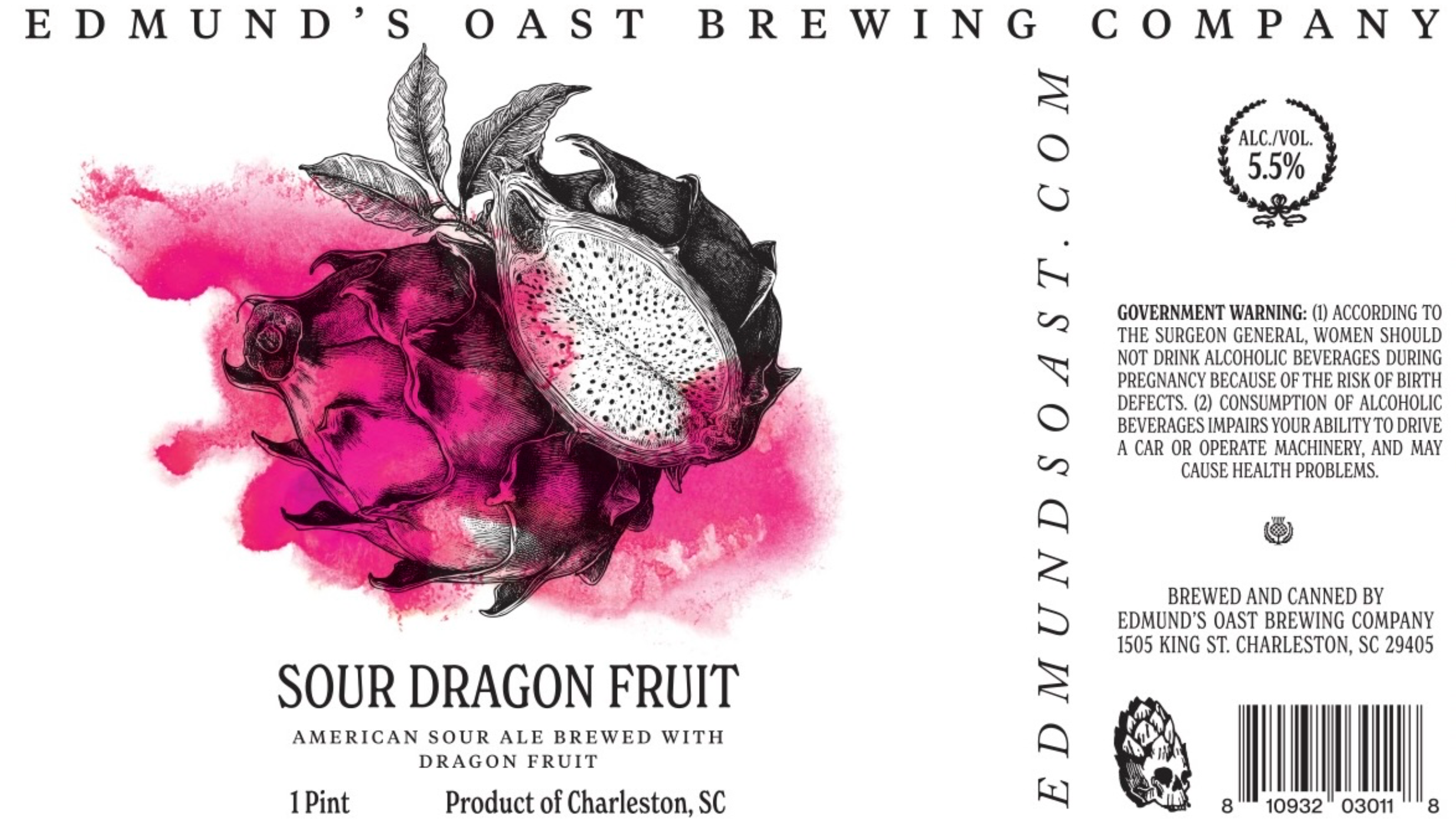TABC label artwork for Edmund's Oast Brewing Co. Sour Dragon Fruit