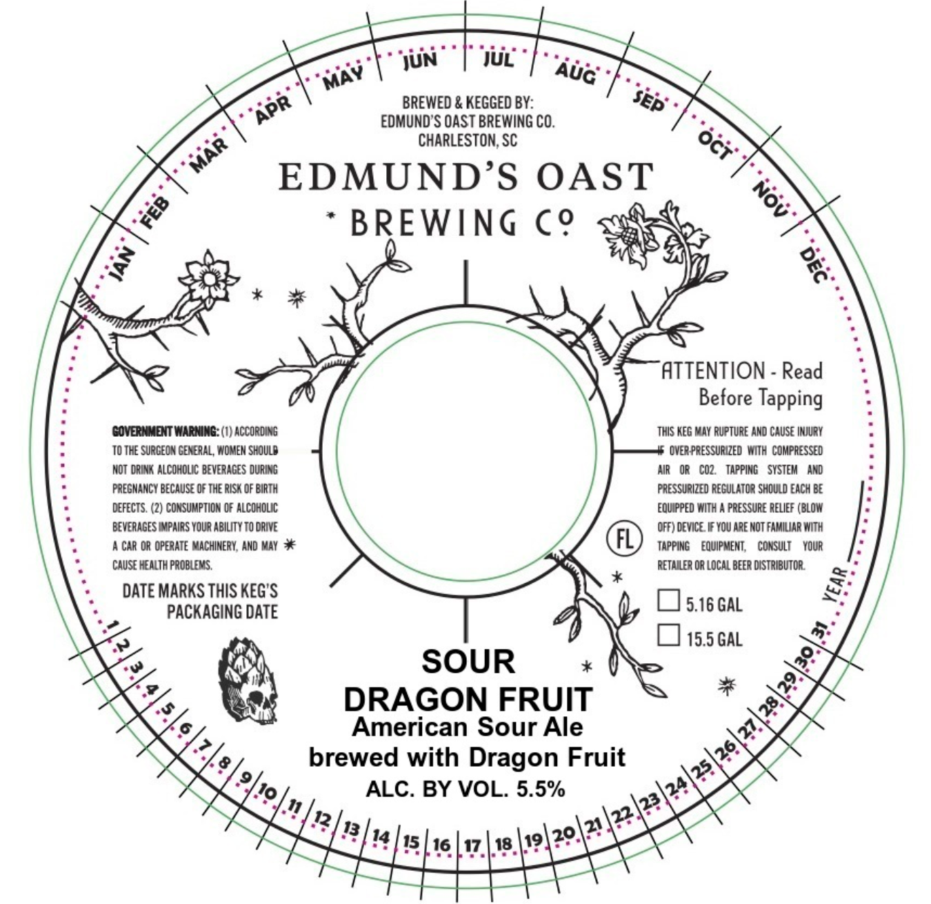 TABC label artwork for Edmund's Oast Brewing Co. Sour Dragon Fruit
