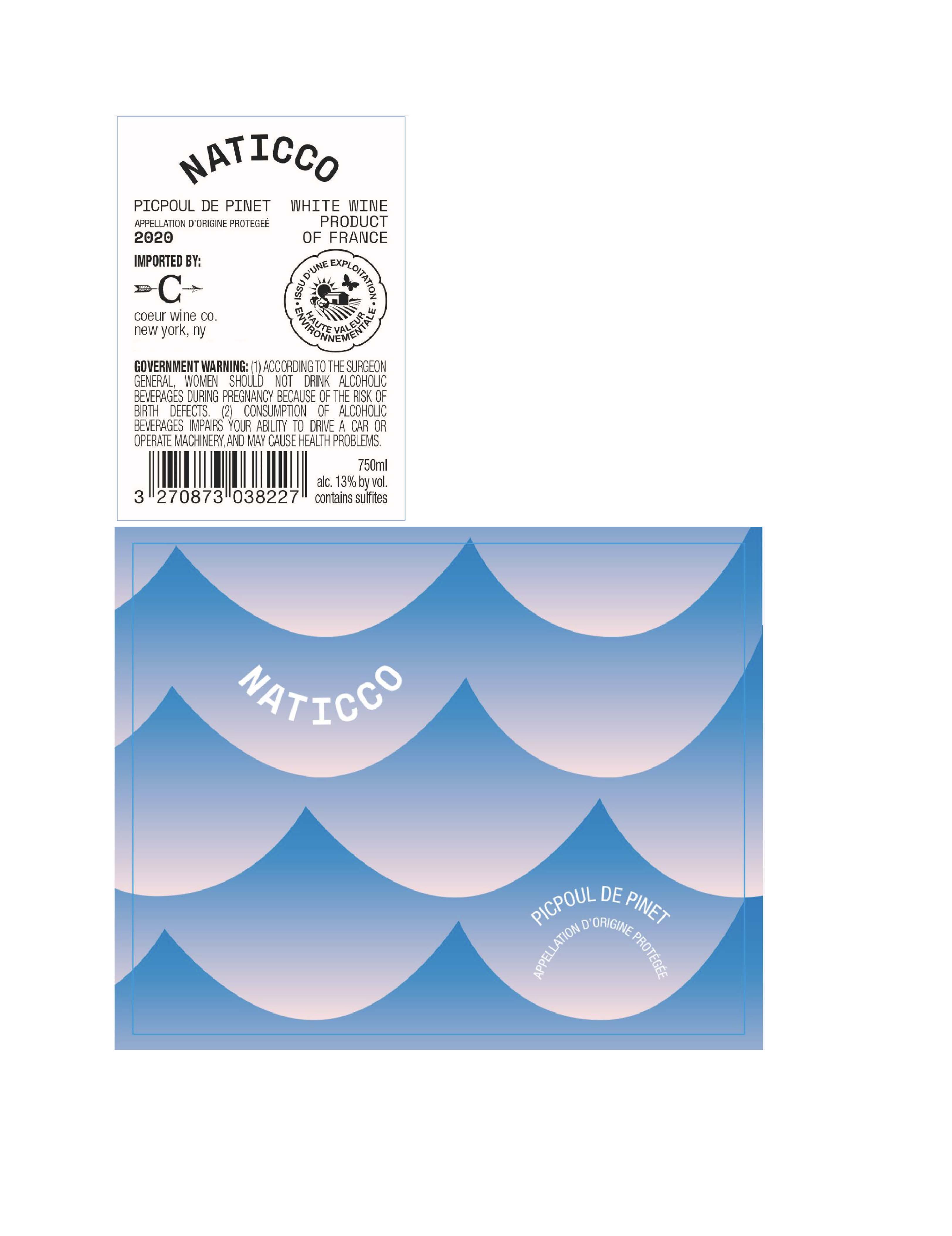 TABC label artwork for Naticco Picpoul de Pinet