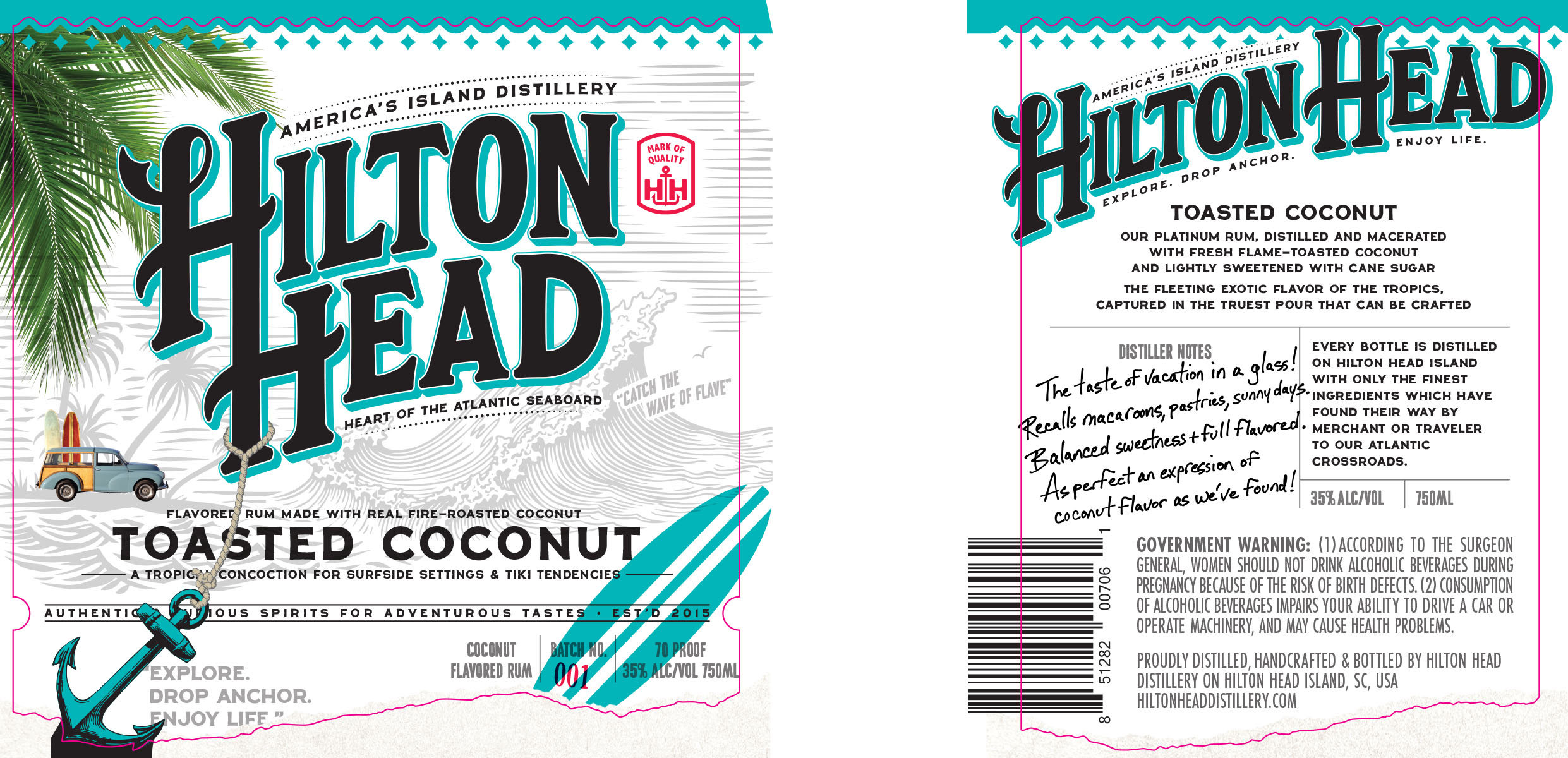 TABC label artwork for Hilton Head Toasted Coconut