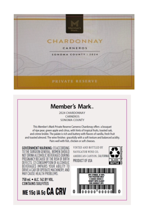 TABC label artwork for Member's Mark