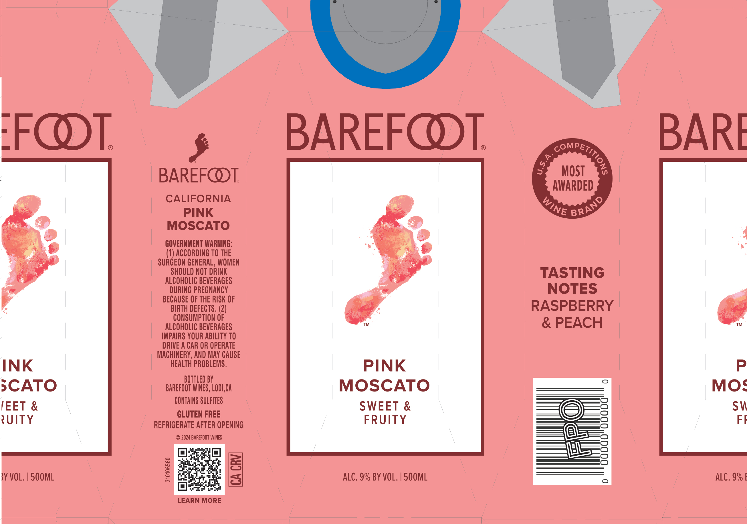 TABC label artwork for Barefoot Pink Moscato California