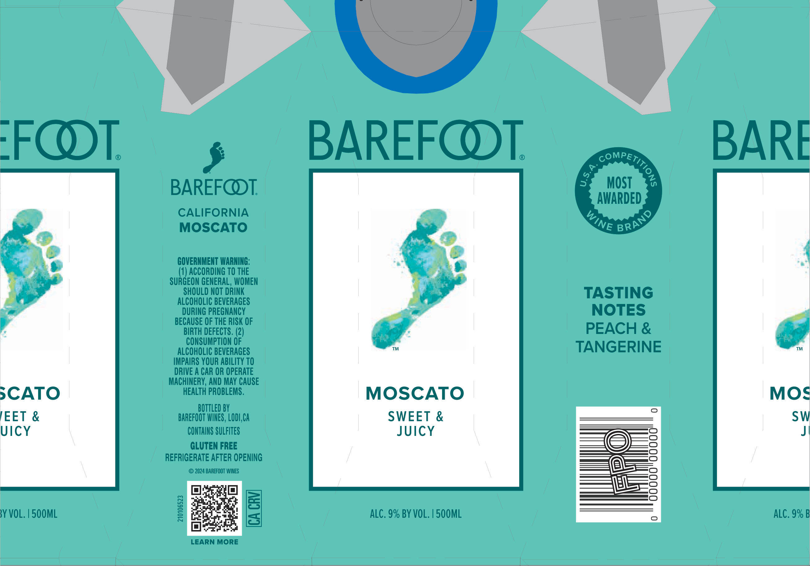 TABC label artwork for Barefoot Moscato California