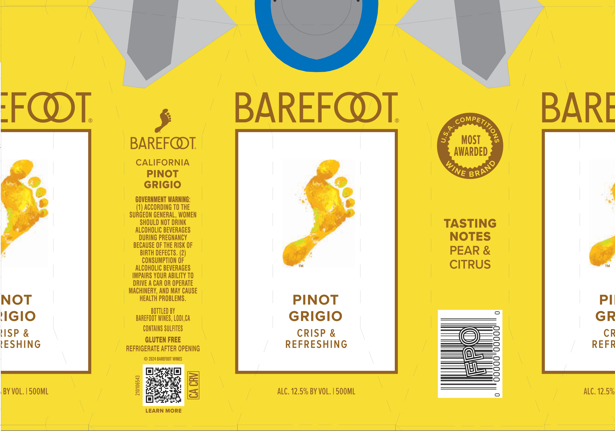 TABC label artwork for Barefoot Pinot Grigio California